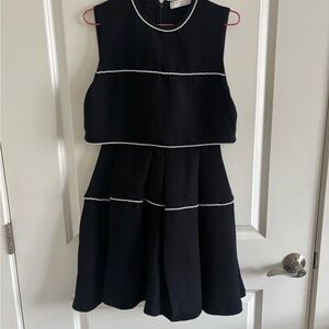Sandro Black and White Tiered Cocktail Dress